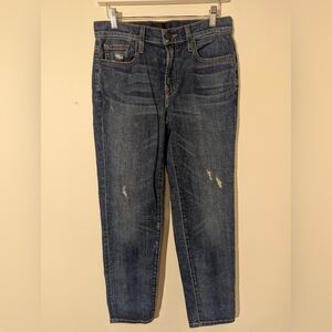 Vince Sz25 0  Blue distressed boyfriend loose fit jeans medium wash